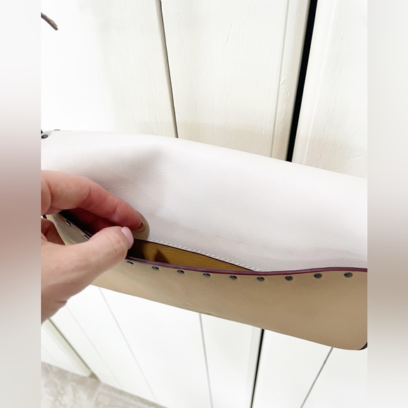 Coach Dinky With Rivets And Snakeskin Detail White Tan Crossbody B1880-30455 - Picture 16 of 16